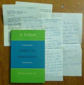 Item #16079 Spiritual Dimensions. Ania TEILLARD, With signed letter