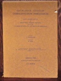 Item #19756 Catalogus Codicum Hebraicorum. Quot Conservantur in Bibliotheca Hierosolymitana quae...