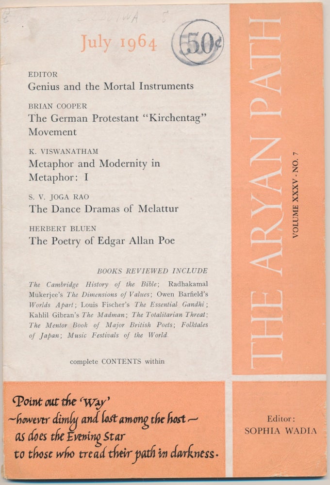Item #22884 The Aryan Path - July 1964 (Vol. XXXV, No. 7). Sophia WADIA.