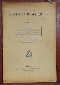 Item #28888 Notes et Remarques: Tirage a part du 'Recueil de Travaux relatifs a la Philologie et...