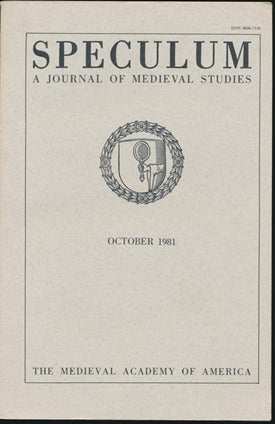 Item #29784 Speculum: A Journal of Medieval Studies - Volume LVI, No.4, October 1981. Speculum, Luke WENGER.
