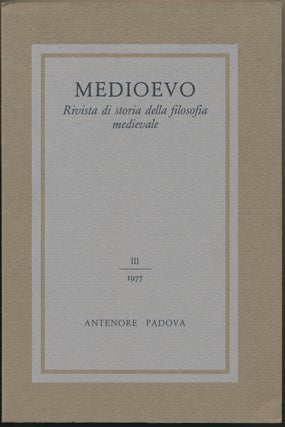 Item #29785 Medioevo. Rivista di Storia della Filosofia Medievale, III (1977). MEDIOEVO