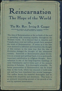 Item #32375 Reincarnation: The Hope of the World. Irving S. COOPER