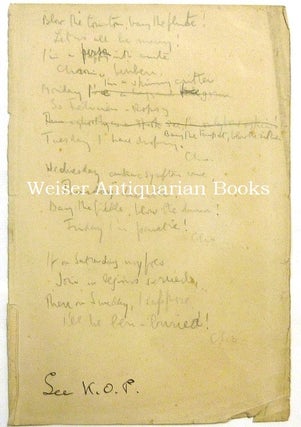 Item #32482 An Original holograph manuscript of a comic poem, by Aleister Crowley, later...