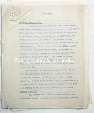 Item #32627 A collection of original typescript papers by Aleister Crowley outlining the history...