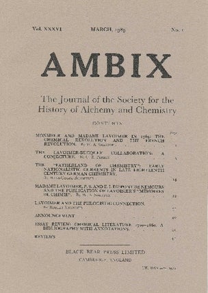 Item #34369 AMBIX. The Journal of the Society for the History of Alchemy and Chemistry. Vol....