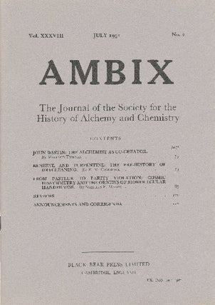 Item #34374 AMBIX. The Journal of the Society for the History of Alchemy and Chemistry. Vol....