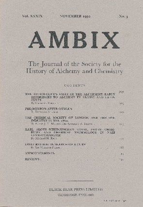 Item #34379 AMBIX. The Journal of the Society for the History of Alchemy and Chemistry. Vol....