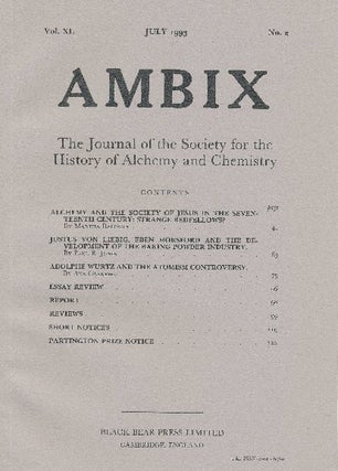 Item #34381 AMBIX. The Journal of the Society for the History of Alchemy and Chemistry. Vol....