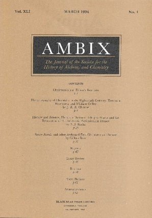 Item #34388 AMBIX. The Journal of the Society for the History of Alchemy and Chemistry. Vol....