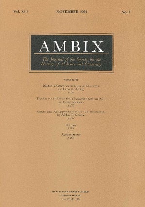 Item #34390 AMBIX. The Journal of the Society for the History of Alchemy and Chemistry. Vol....