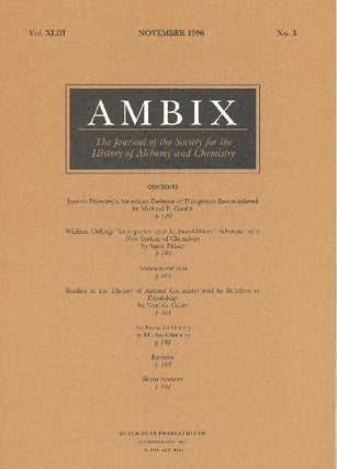 Item #34403 AMBIX. The Journal of the Society for the History of Alchemy and Chemistry. Vol....