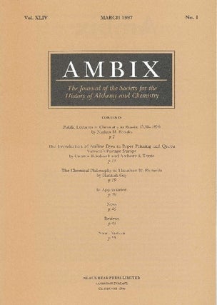 Item #34404 AMBIX. The Journal of the Society for the History of Alchemy and Chemistry. Vol....