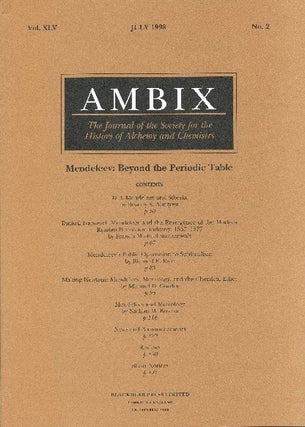 Item #34409 AMBIX. The Journal of the Society for the History of Alchemy and Chemistry. Vol....