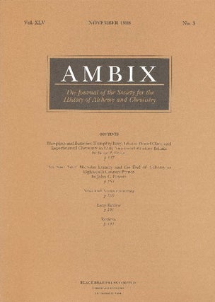 Item #34410 AMBIX. The Journal of the Society for the History of Alchemy and Chemistry. Vol....