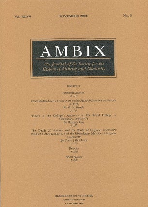 Item #34421 AMBIX. The Journal of the Society for the History of Alchemy and Chemistry. Vol....