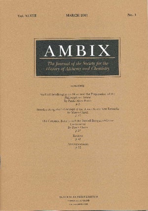 Item #34422 AMBIX. The Journal of the Society for the History of Alchemy and Chemistry. Vol....