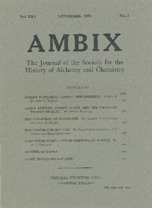 Item #34661 AMBIX. The Journal of the Society for the History of Alchemy and Chemistry. Vol....