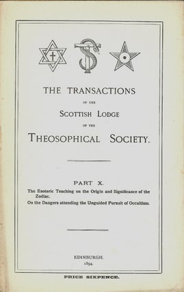 Item #37157 Transactions of the Scottish Lodge of the Theosophical Library. Part X. Contains...
