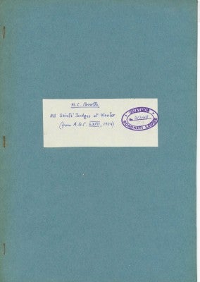 Item #37365 All Saints' Lodges at Wooler. An off-print from "Ars Quatuor Coronatorum" LXVII, 1954. H. C. BOOTH.