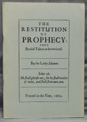 Item #37937 The Restitution of Prophecy. Eleanor DAVIES