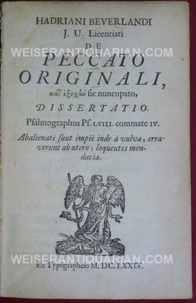 De Peccato Originali ... [bound with] De Stolatae Virginitatis [bound with] De Fornicatione Cavenda.
