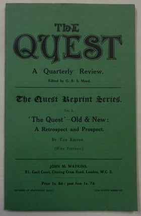 Item #40019 The Quest: A Quarterly Review. The Quest Reprint Series. No. 1 "The Quest - Old &...