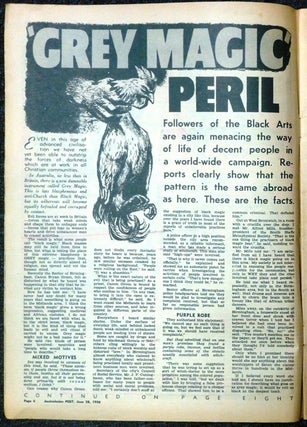 An article, "Grey Magic Peril" in "Australasian Post," June 28, 1956.
