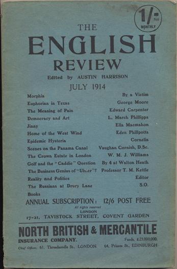 Item #45148 Aleister Crowley contributes a poem, "Morphia" to The English Review, Vol. XVII, No. 4, July 1914. Aleister contributes to CROWLEY, Austin HARRISON.