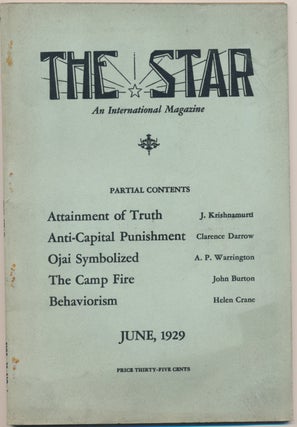 Item #45647 The Star: An International Magazine - Vol.II, No.6, June, 1929. KRISHNAMURTI, Marie...