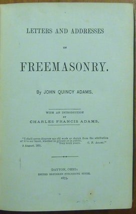 Letters and Addresses on Freemasonry.