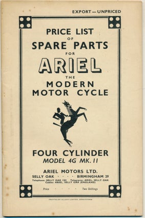 Item #50448 Price List of Spare Parts for Ariel The Modern Motor Cycle Four Cylinder Model 4G Mk....