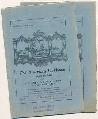 Item #50641 The American Co-Mason, Vol. 20, Nos. 1 (Jan.-Feb.) and 2 (March-April), 1933 ( 2...