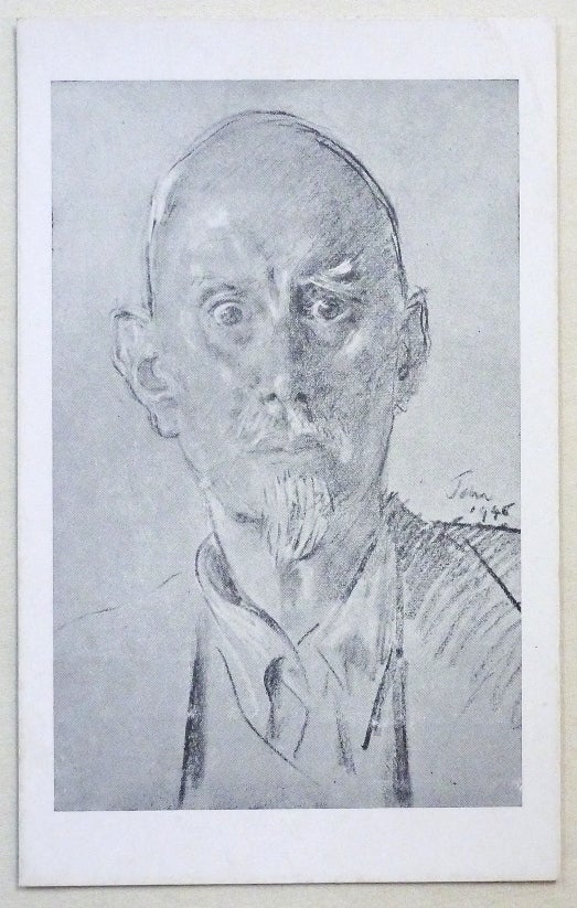 Item #51307 A Postcard with a Reproduction of a Portrait of Crowley by Augustus John. Augustus JOHN, related work Aleister Crowley.