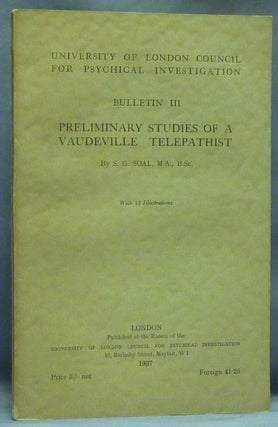 Item #53119 Preliminary Studies of a Vaudeville Telepathist; [ University of London Council for...