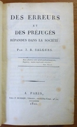 Des Erreurs et Des Préjugés répandus dans la Société.