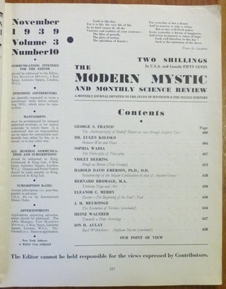 The Modern Mystic and Monthly Science Review - Vol. 3., No. 10, November 1939.