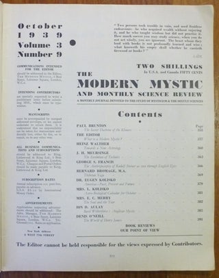 The Modern Mystic and Monthly Science Review - Vol. 3., No. 9, October 1939.
