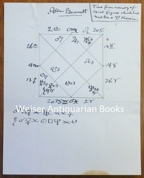 A Handwritten And Drawn Astrological Natal Chart of Allan Bennett ...