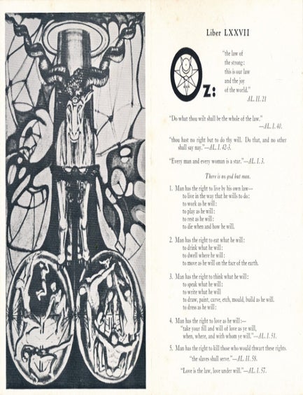 Liber Oz Liber LXXVII | Aleister CROWLEY | First Edition Thus