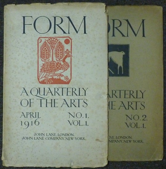 Item #55446 Form. A Quarterly Journal of the Arts. Vol. 1, No. 1, April 1916, & Vol. 1, No. 2, April 1917 [ Two issues - all published thus ]. Austin Osman SPARE, Francis Marsden, AKA Frederick Carter.