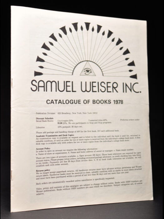 Sam Weiser Samuel Weiser Inc., Catalogue of Books 1978 | Samuel Weiser | First Edition
