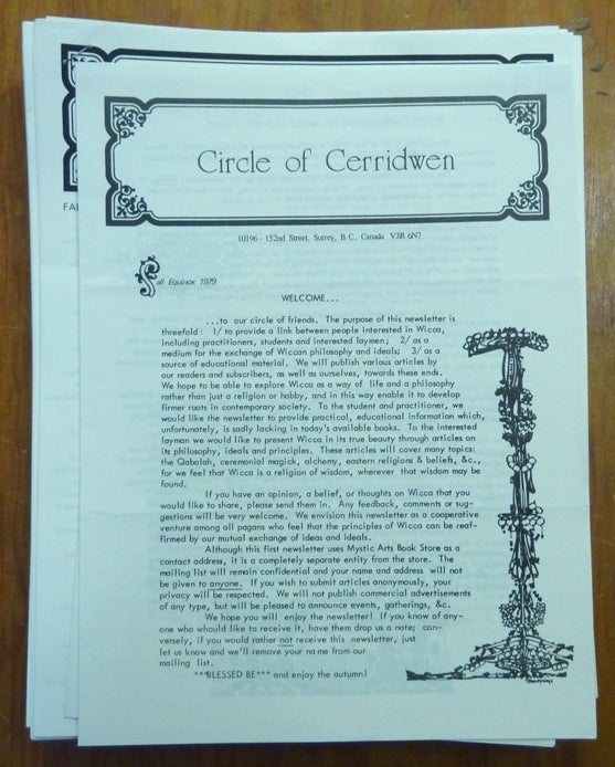 Item #56161 Circle of Cerridwen, 1979 - 1984 ( 41 issues + 2 related flyers - all published ). Witchcraft, Douglas BROWN, authors.