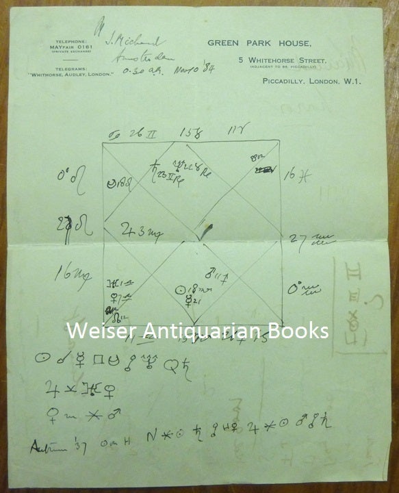 A Handwritten And Drawn Astrological Natal Chart of Jean Michaud