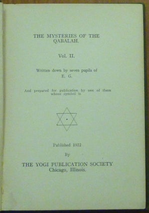 The Mysteries of the Qabalah Vol. II.