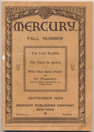 Item #57775 Mercury. A Magazine of Mysticism, September 1929. Volume 14 No. 3. Dr. George Winslow...