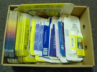 Item #57871 A collection of Tarot card boxes (only). 76 brand-new folded tarot boxes for 20...