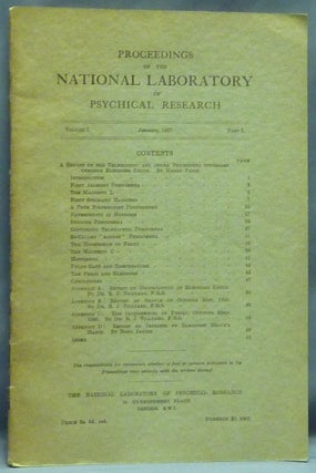 Item #58092 Proceedings of the National Laboratory of Psychical Research, Vol. I, Part I (January...
