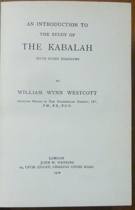 Introduction to the Study of the Kabalah.