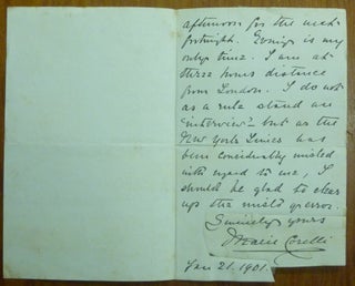 An Autograph Letter, Signed, Dated Jan 21, 1901.